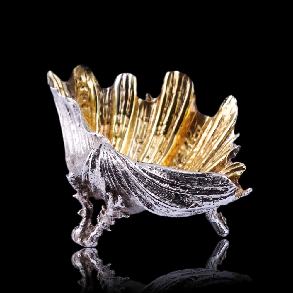  Antique Victorian Solid Silver Salt/Butter Dish, Cast Shell Giant Clam Design - Stephen Smith 1876 View XIX