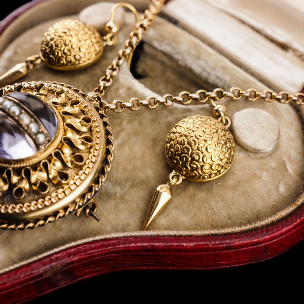 Antique Victorian 18ct Gold Earrings Etruscan Style - c.1880 View X