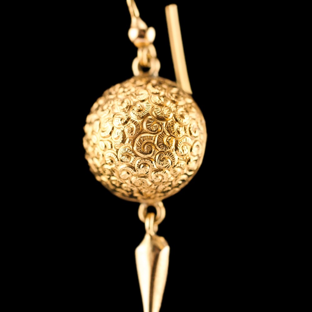Antique Victorian 18ct Gold Earrings Etruscan Style - c.1880 View XIV