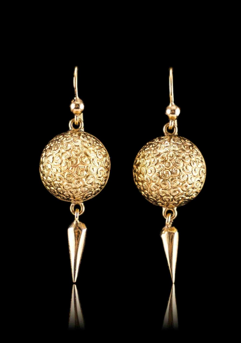 Antique Victorian 18ct Gold Earrings Etruscan Style - c.1880