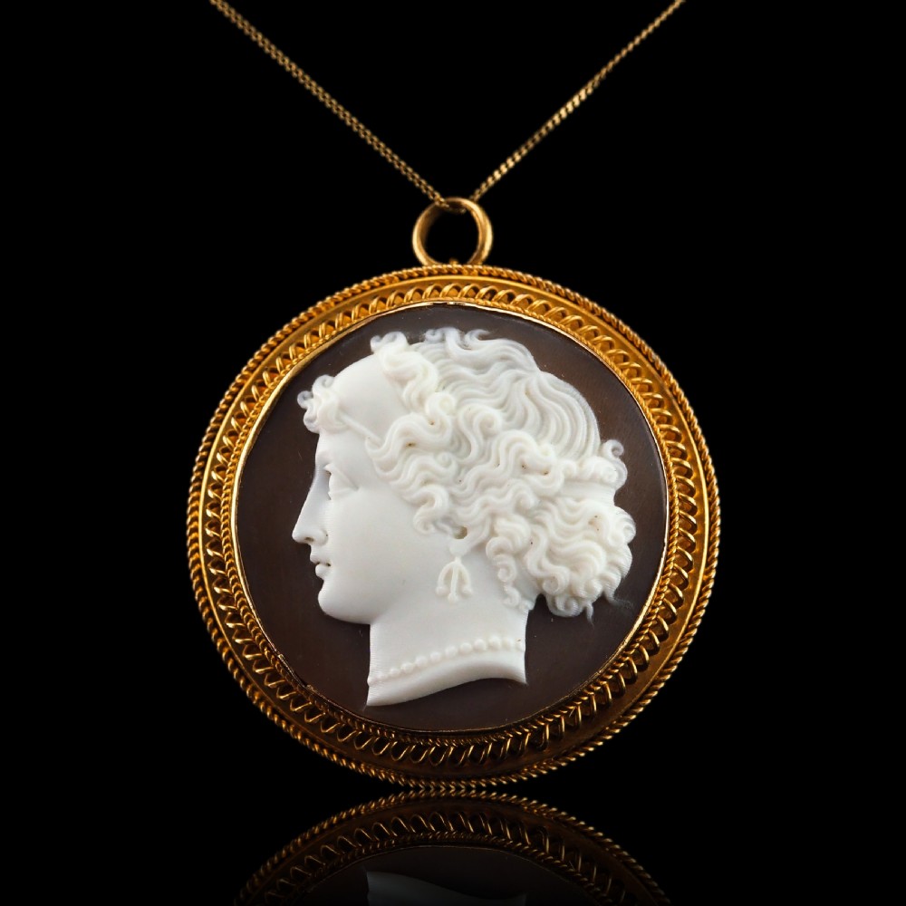 Antique Victorian Cameo 18ct Gold Brooch/Pendant Necklace - c.1880 View XIV