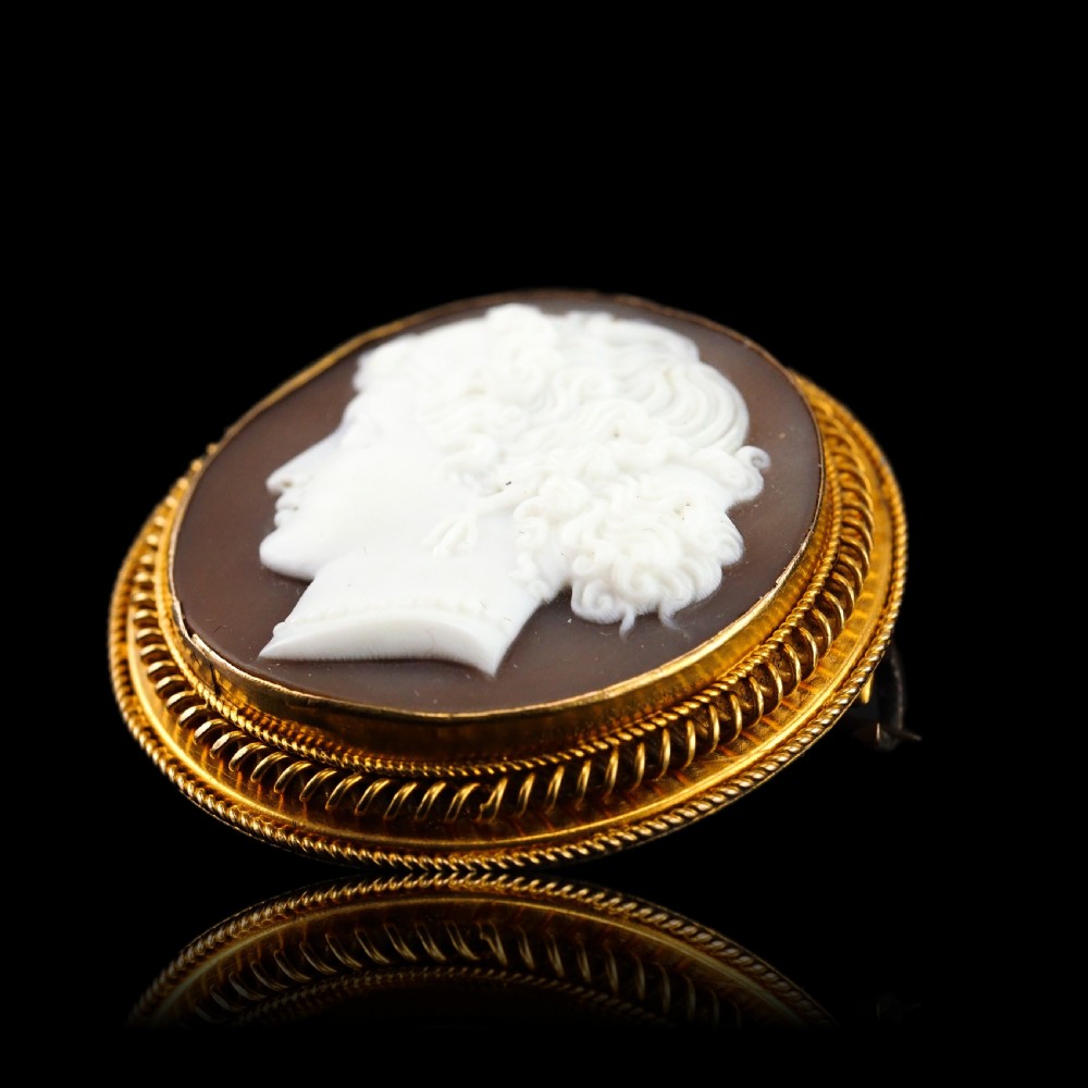 Antique Victorian Cameo 18ct Gold Brooch/Pendant Necklace - c.1880 View XXII