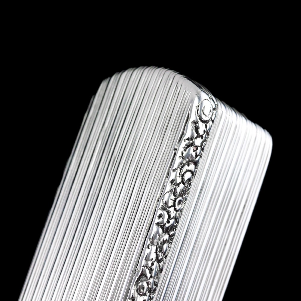 Antique Georgian Solid Silver Snuff Box Oblong Shape with Reeded Lines - Charles Rawlings 1818 View VII