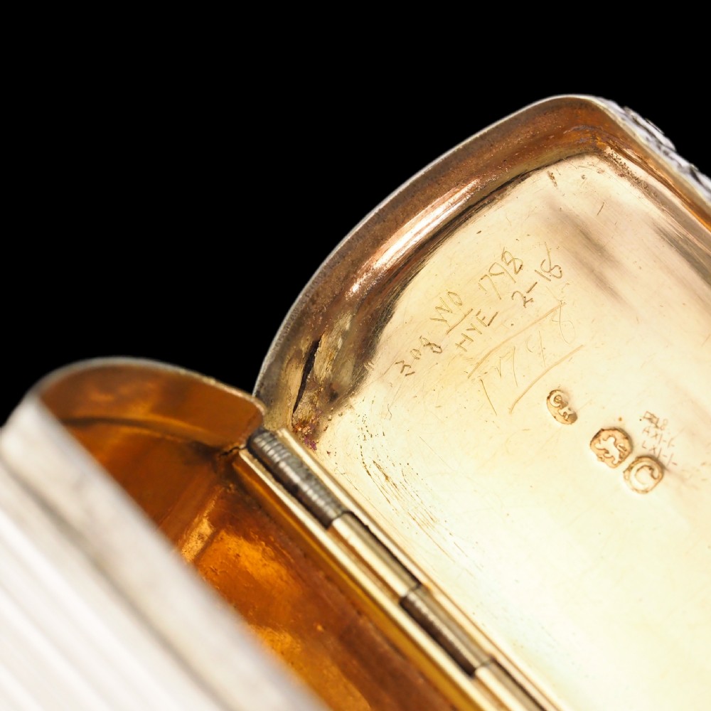 Antique Georgian Solid Silver Snuff Box Oblong Shape with Reeded Lines - Charles Rawlings 1818 View XVII