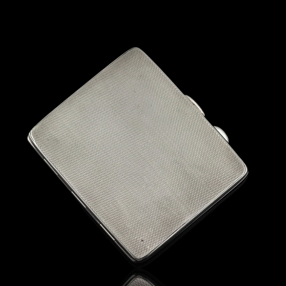 Art Deco Sterling Silver Cigarette Case with Green Enamel Guilloche Sunburst Ray - Joseph Gloster  View XVII