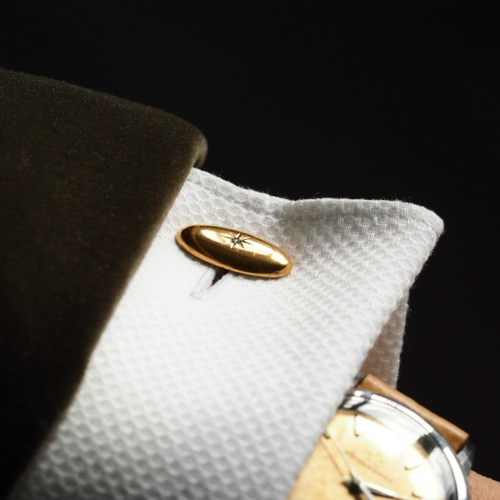 Antique Victorian 14ct Gold Cufflinks with Rose Cut Diamond - c.1890 View VII