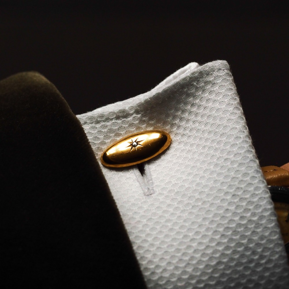 Antique Victorian 14ct Gold Cufflinks with Rose Cut Diamond - c.1890 View IX