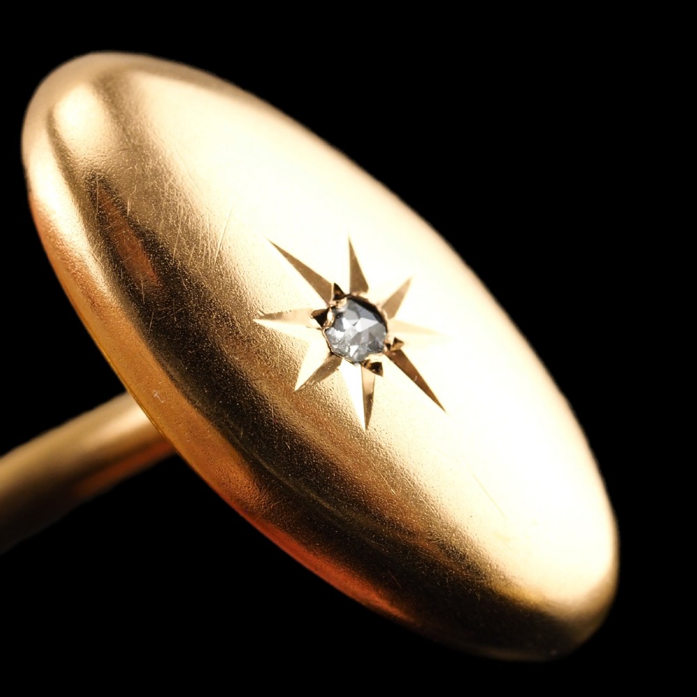Antique Victorian 14ct Gold Cufflinks with Rose Cut Diamond - c.1890 View XIII