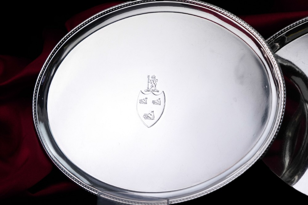 Antique Georgian Solid Sterling Silver Salver Pair in Neoclassical Design - London 1781 View X