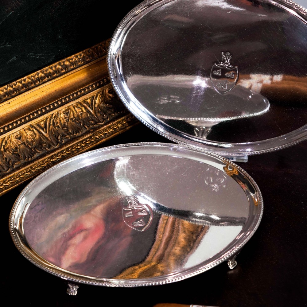 Antique Georgian Solid Sterling Silver Salver Pair in Neoclassical Design - London 1781 View XVIII