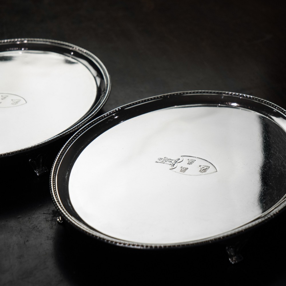 Antique Georgian Solid Sterling Silver Salver Pair in Neoclassical Design - London 1781 View XXVII