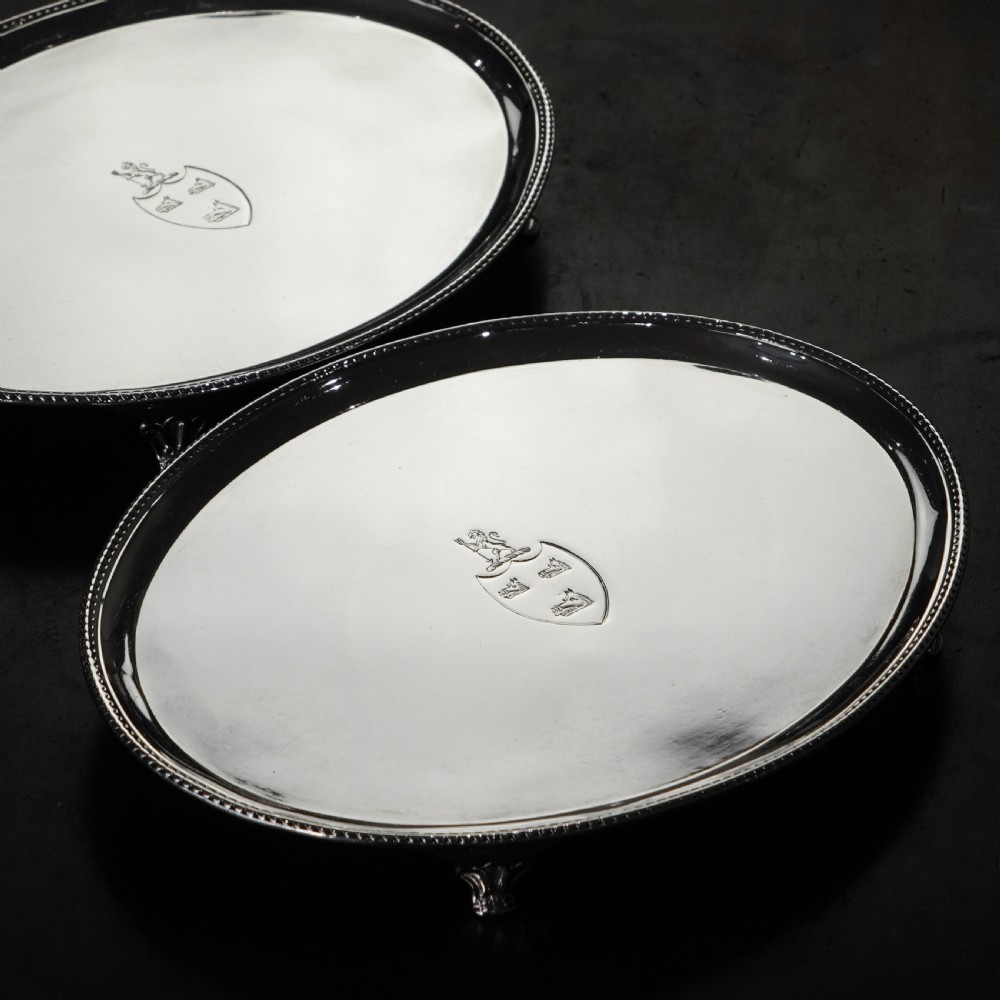 Antique Georgian Solid Sterling Silver Salver Pair in Neoclassical Design - London 1781 View XXVIII