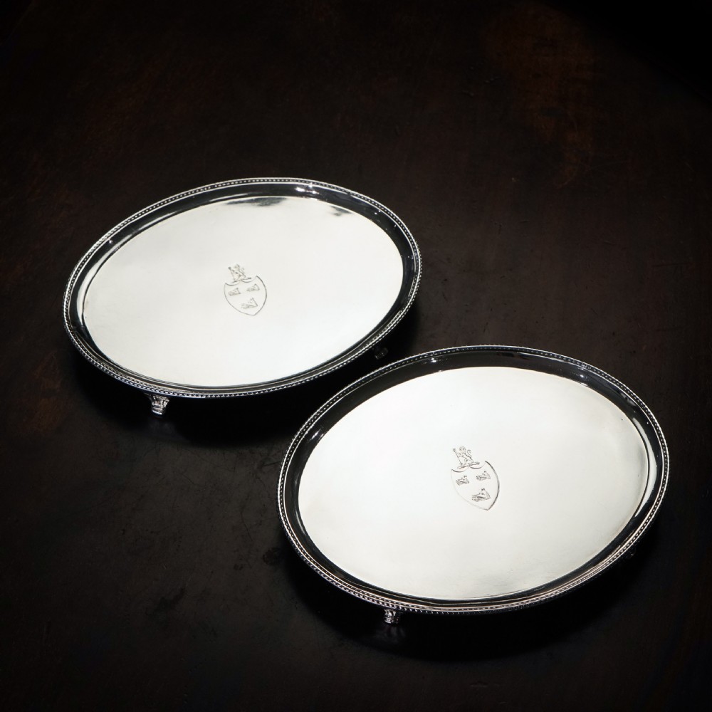 Antique Georgian Solid Sterling Silver Salver Pair in Neoclassical Design - London 1781 View XXIX