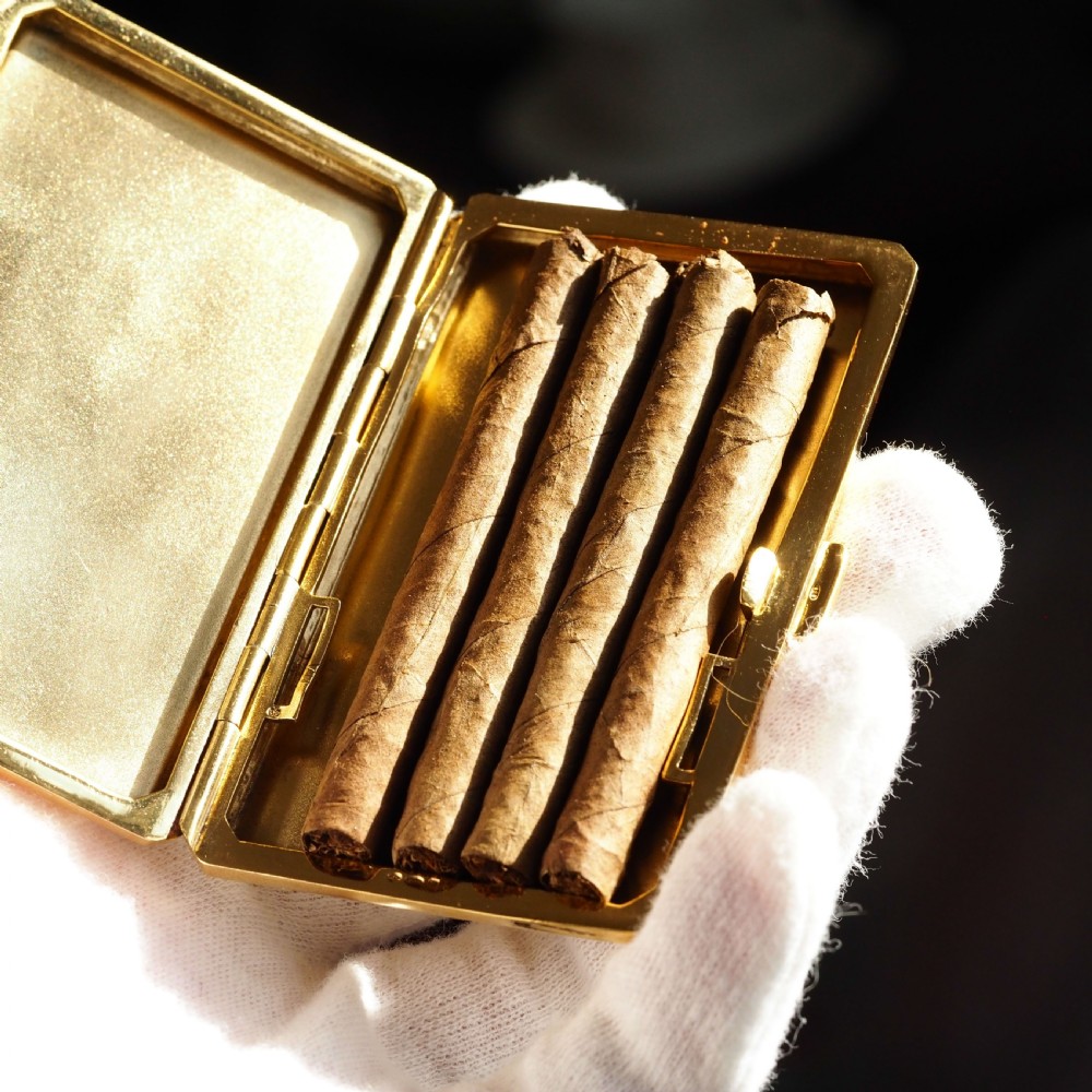 Antique Sterling Silver Cigarette Case with Silver Gilt Blue Guilloche Enamel View IX