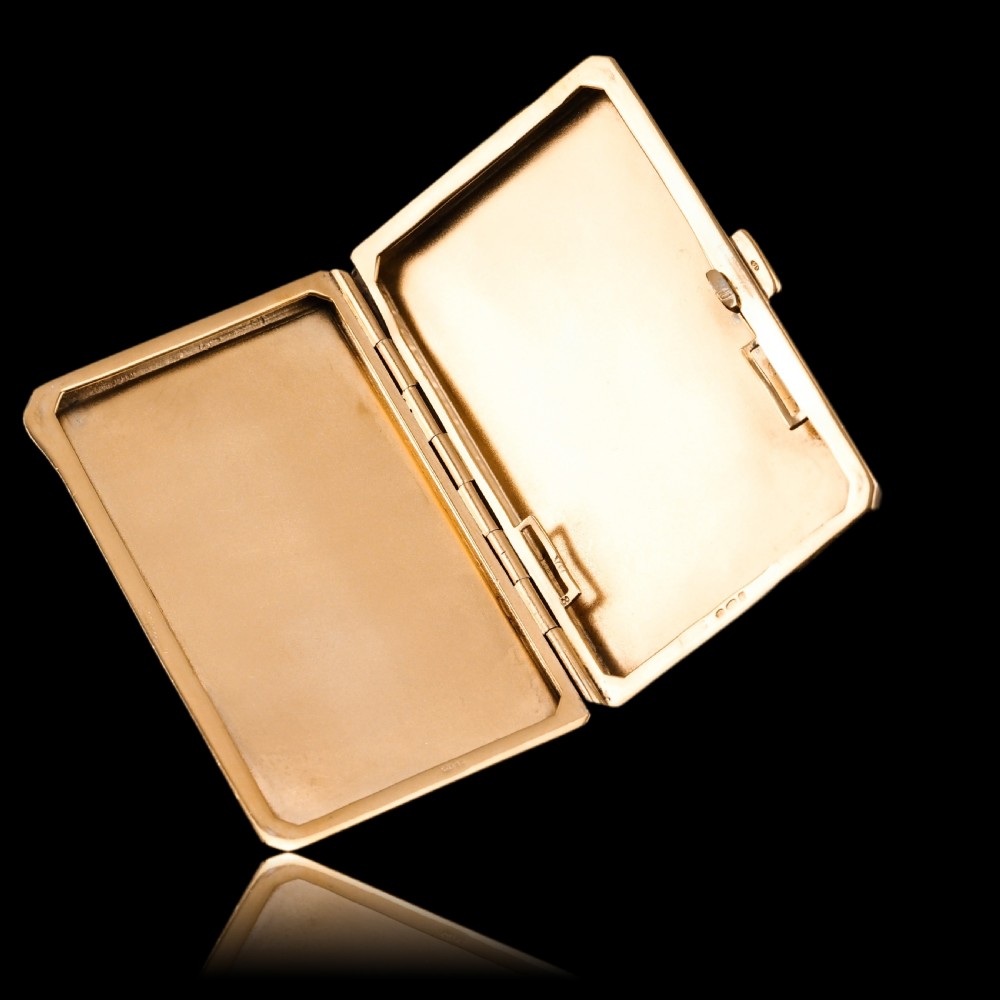 Antique Sterling Silver Cigarette Case with Silver Gilt Blue Guilloche Enamel View XIV