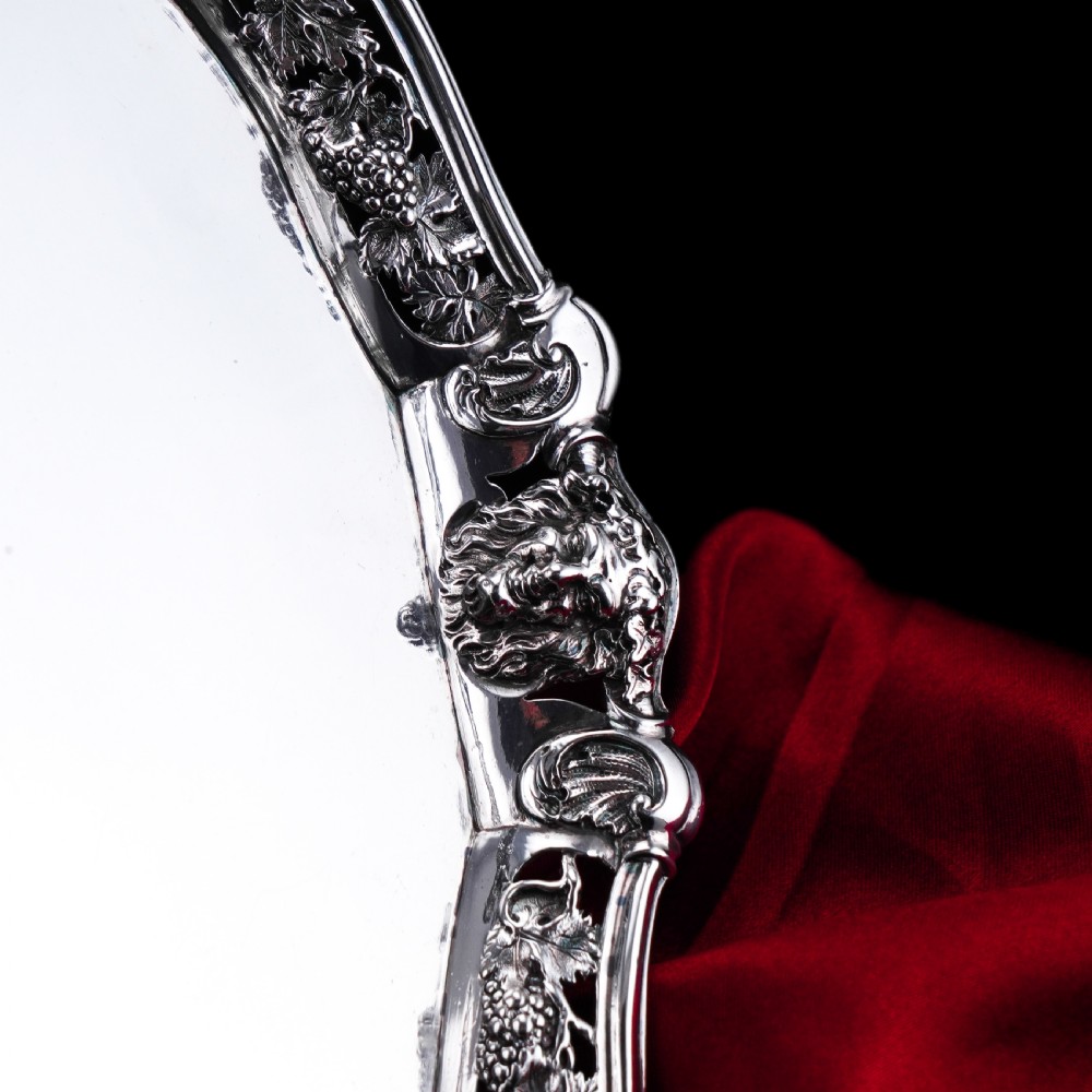 A Magnificent Antique Georgian Solid Silver Salver with Rococo Vine and Figural Mask Decorations - London 1742 View XXVII