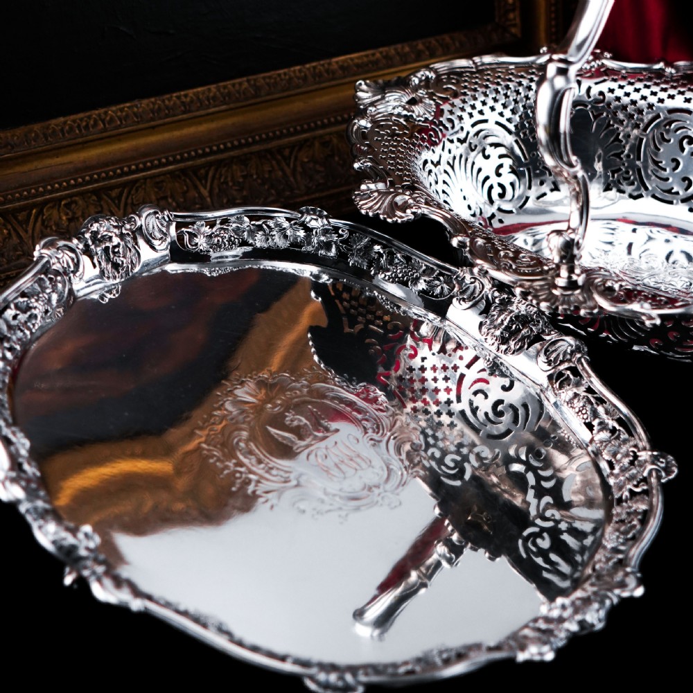 A Magnificent Antique Georgian Solid Silver Salver with Rococo Vine and Figural Mask Decorations - London 1742 View XXVIII