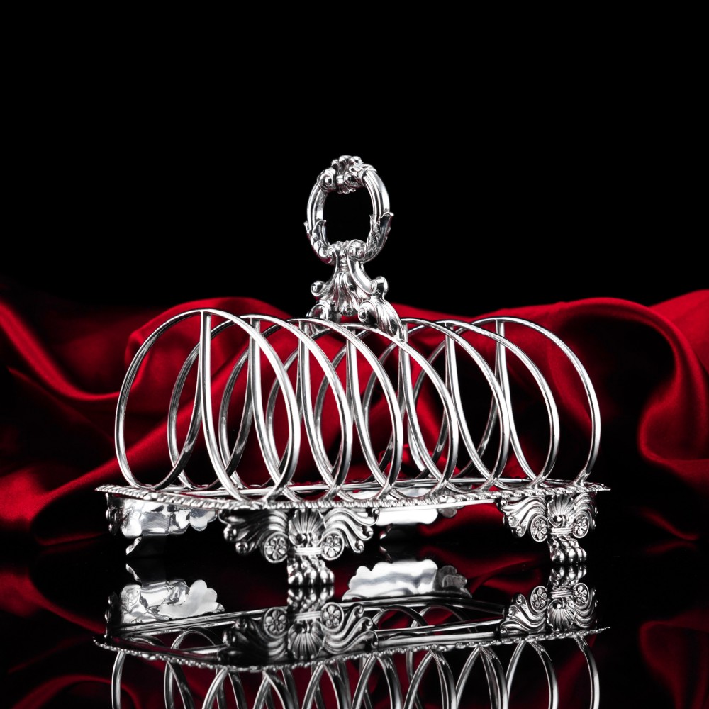 Antique Georgian Solid Sterling Silver Toast Rack Regency Style - London 1827 View XI