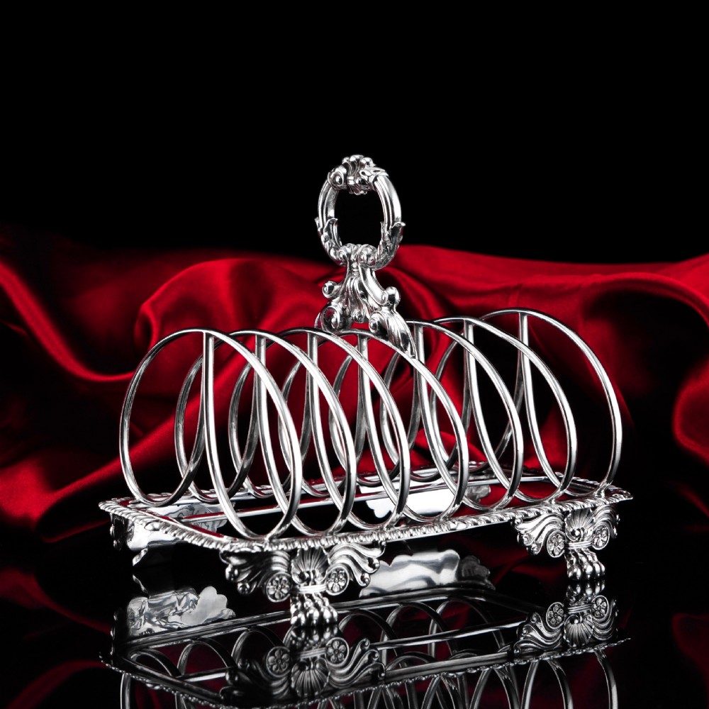 Antique Georgian Solid Sterling Silver Toast Rack Regency Style - London 1827 View XII