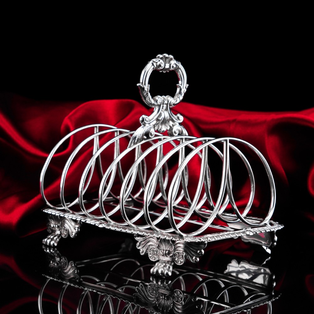 Antique Georgian Solid Sterling Silver Toast Rack Regency Style - London 1827 View XIX