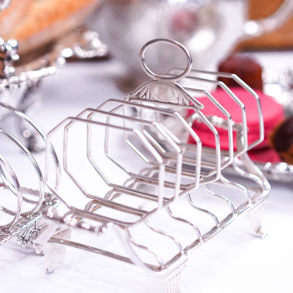 Antique Georgian Solid Silver Toast Rack in Neoclassical Design - Rebecca Emes & Edward Barnard 1809 View V