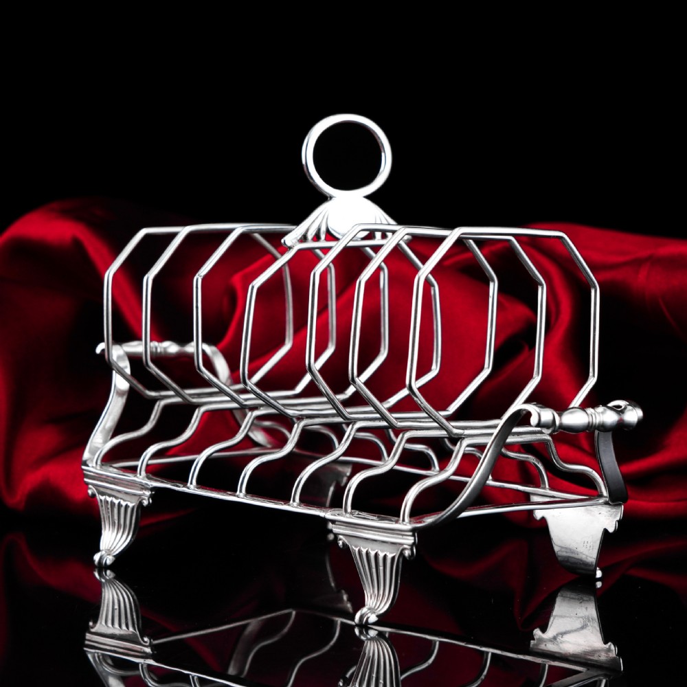 Antique Georgian Solid Silver Toast Rack in Neoclassical Design - Rebecca Emes & Edward Barnard 1809 View XII