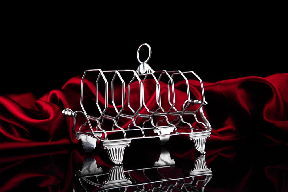 Antique Georgian Solid Silver Toast Rack in Neoclassical Design - Rebecca Emes & Edward Barnard 1809 View XIV
