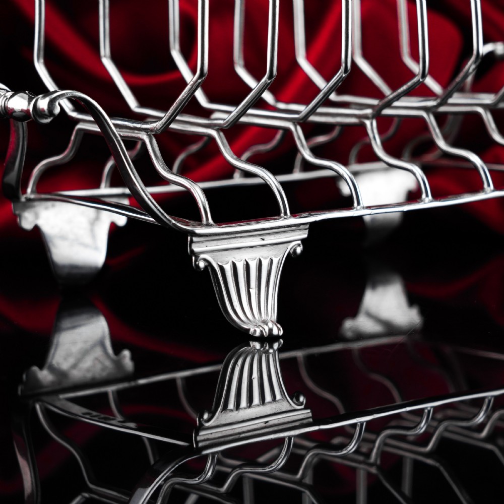Antique Georgian Solid Silver Toast Rack in Neoclassical Design - Rebecca Emes & Edward Barnard 1809 View XV