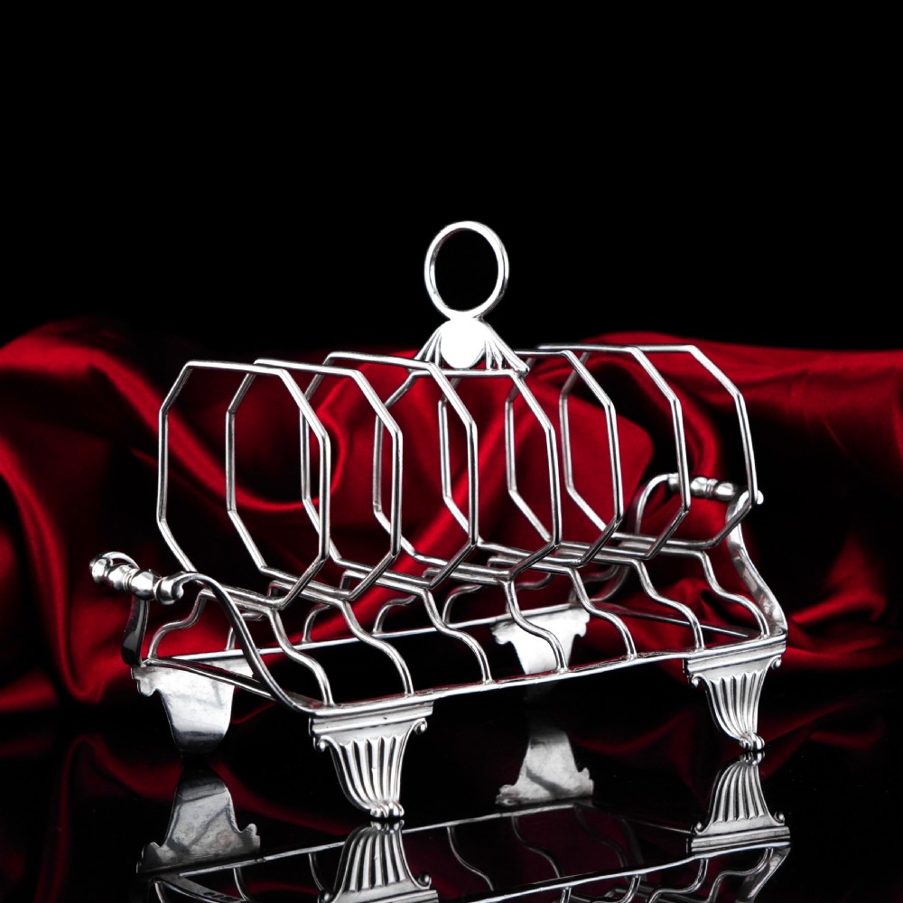 Antique Georgian Solid Silver Toast Rack in Neoclassical Design - Rebecca Emes & Edward Barnard 1809 View XVIII