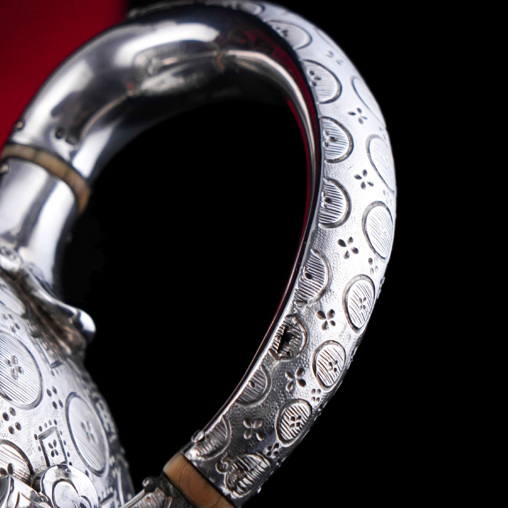 Antique Victorian Solid Silver Teapot with Rare Dotted Pattern - Barnards 1863 View XXIII