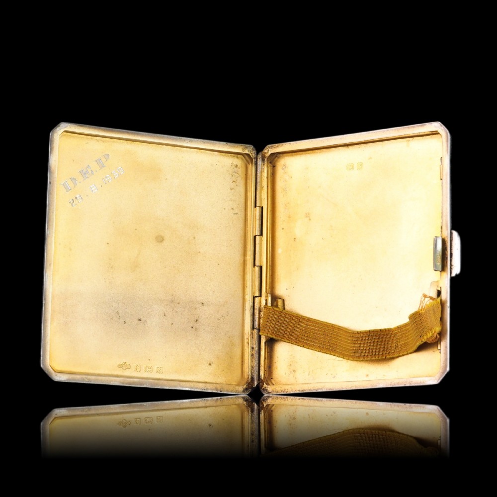 Sterling Silver Cigarette Case with Blue Sunburst Enamel Guilloche - A E Poston & Co Ltd 1937 View XIII