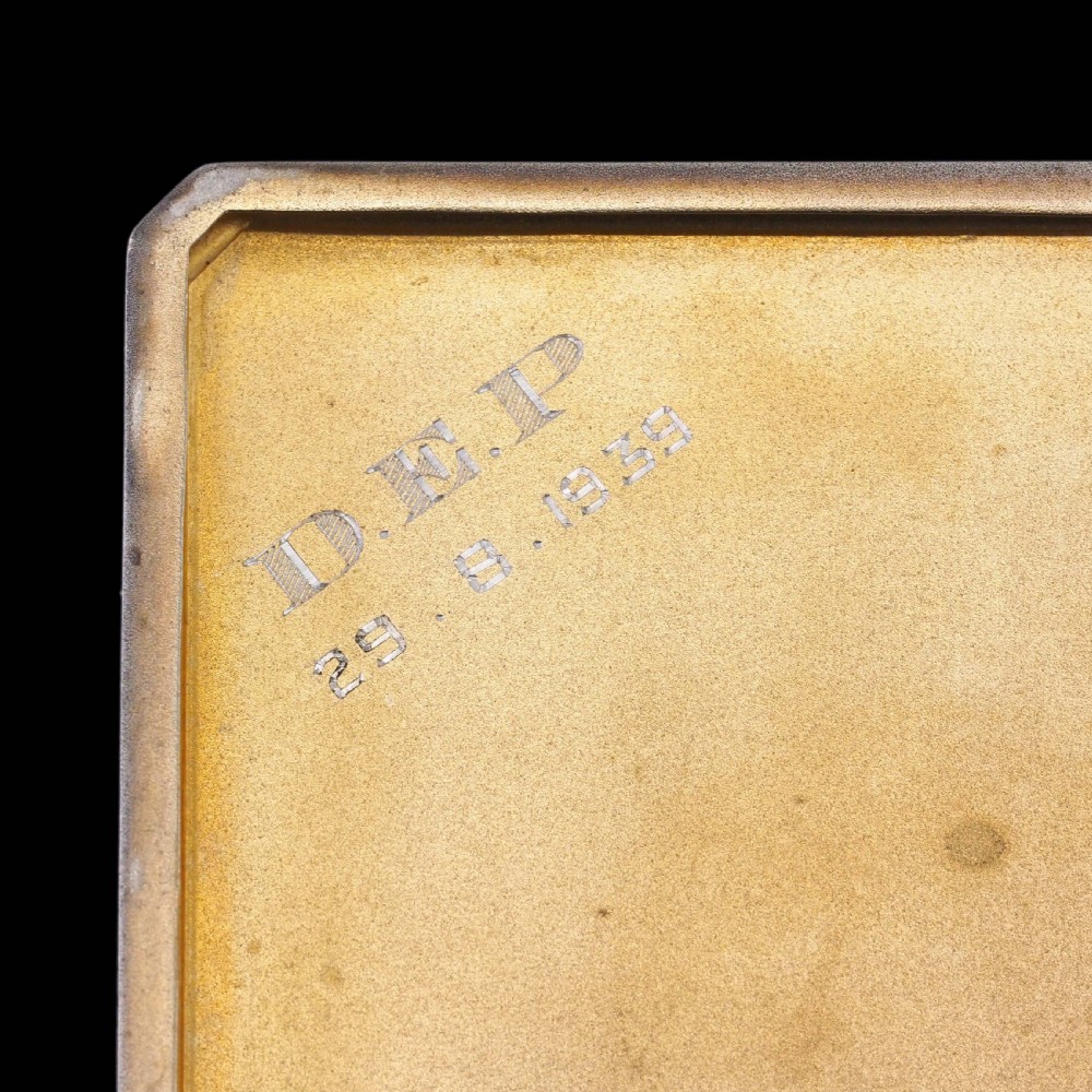 Sterling Silver Cigarette Case with Blue Sunburst Enamel Guilloche - A E Poston & Co Ltd 1937 View XV