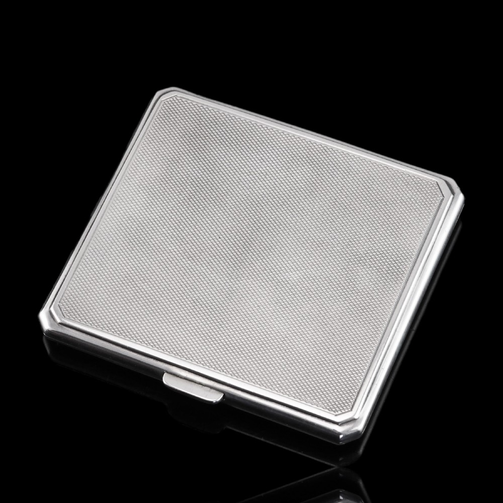 Sterling Silver Cigarette Case with Blue Sunburst Enamel Guilloche - A E Poston & Co Ltd 1937 View XVII