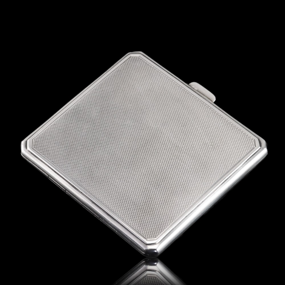 Sterling Silver Cigarette Case with Blue Sunburst Enamel Guilloche - A E Poston & Co Ltd 1937 View XVIII