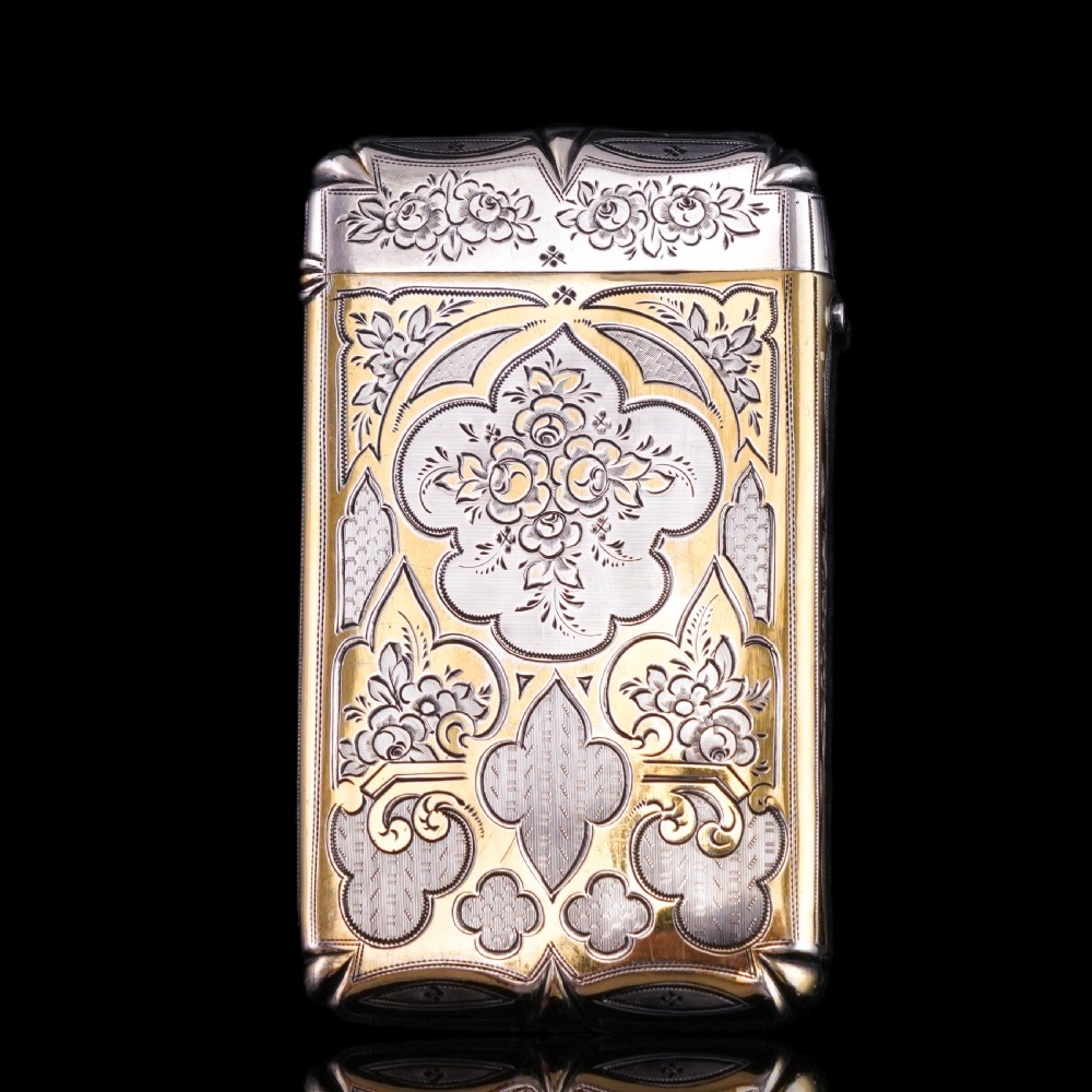Antique French Solid Silver Parcel Gilt Cigarette Case with Engraved Scenes - 19th c. View XIII