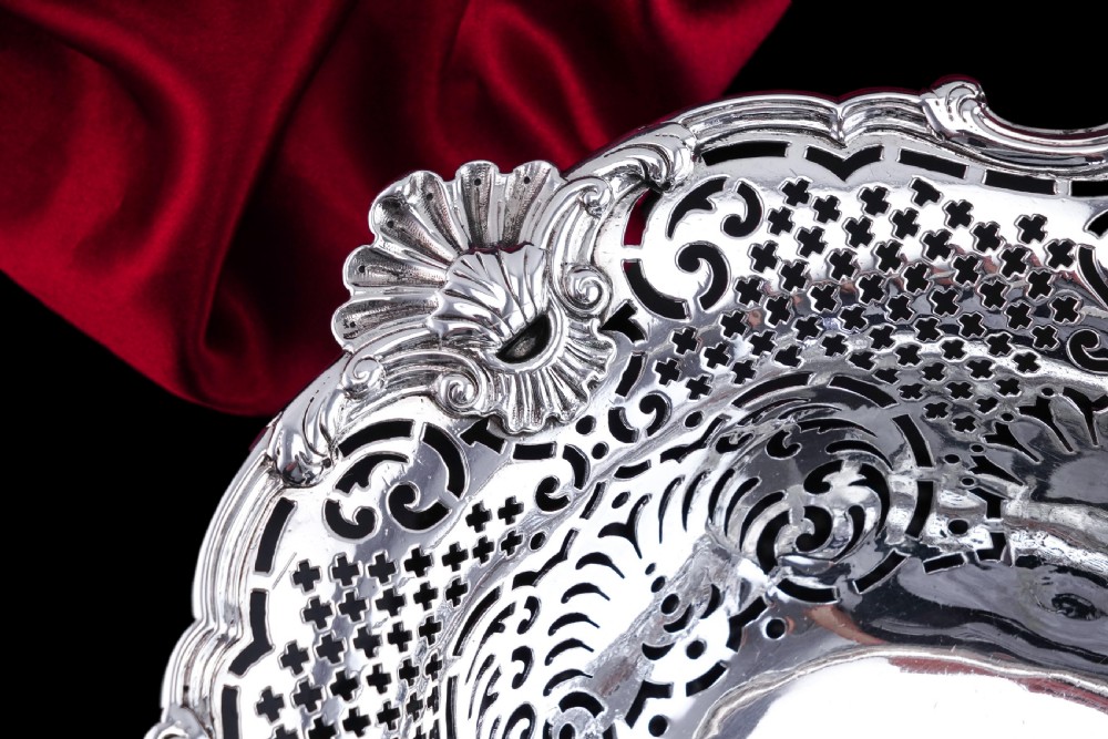 Antique Georgian Solid Silver Basket Bowl Rococo Revival Shell & Pierced Design - Robert Garrard 1804 View XXII
