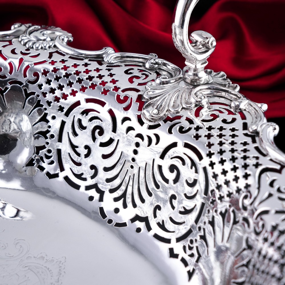 Antique Georgian Solid Silver Basket Bowl Rococo Revival Shell & Pierced Design - Robert Garrard 1804 View XXIII
