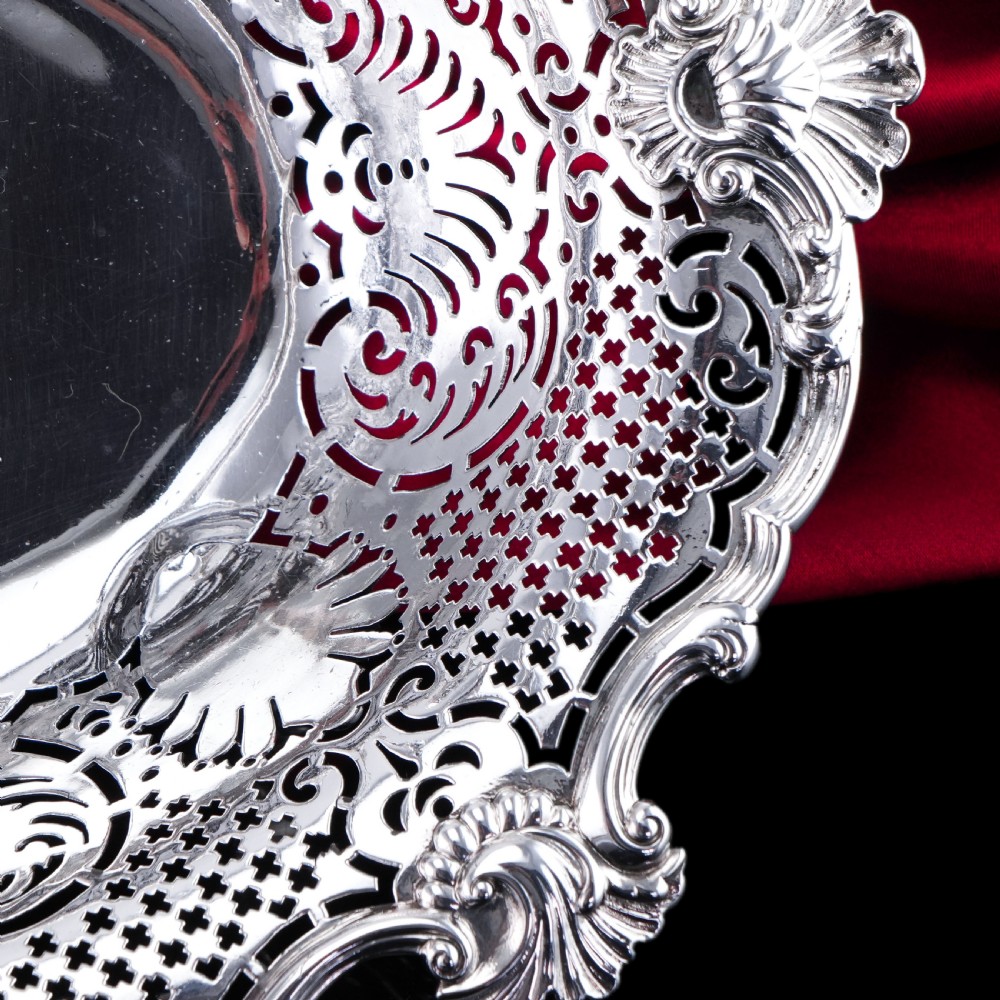 Antique Georgian Solid Silver Basket Bowl Rococo Revival Shell & Pierced Design - Robert Garrard 1804 View XXVII