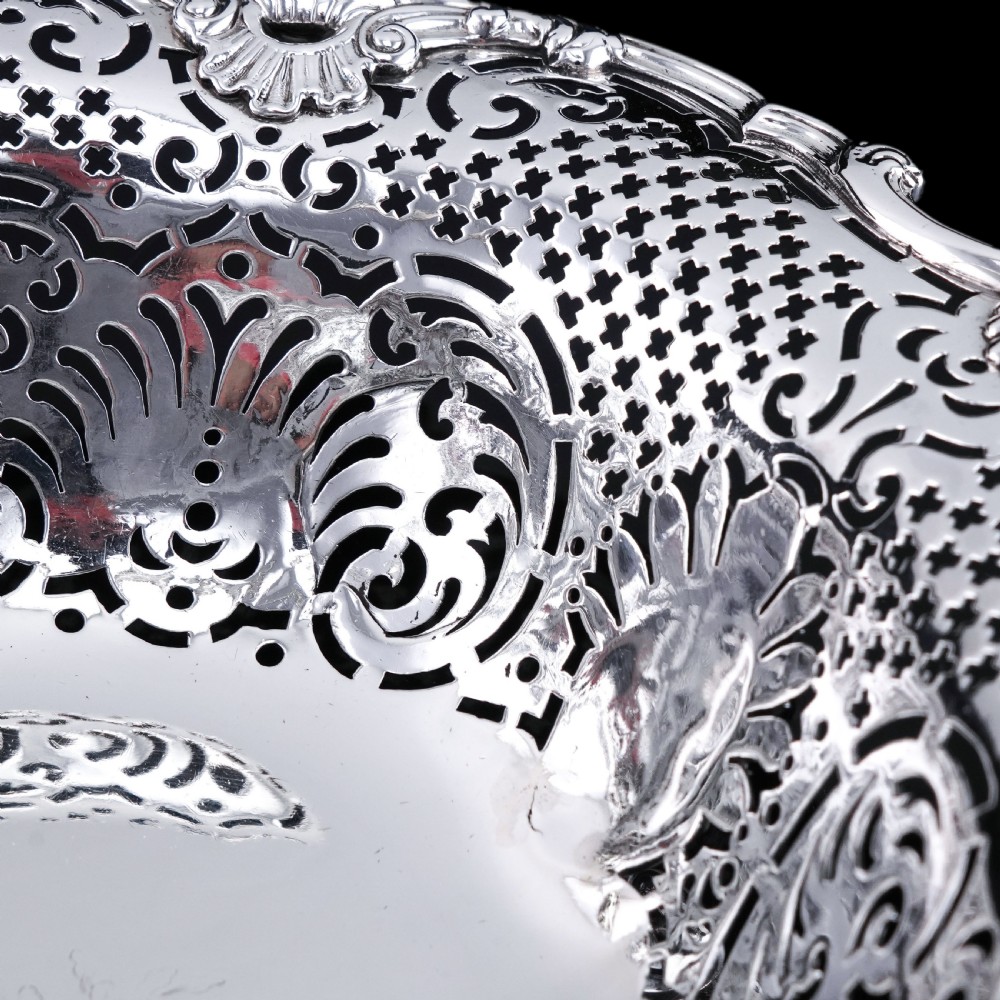 Antique Georgian Solid Silver Basket Bowl Rococo Revival Shell & Pierced Design - Robert Garrard 1804 View XXIX