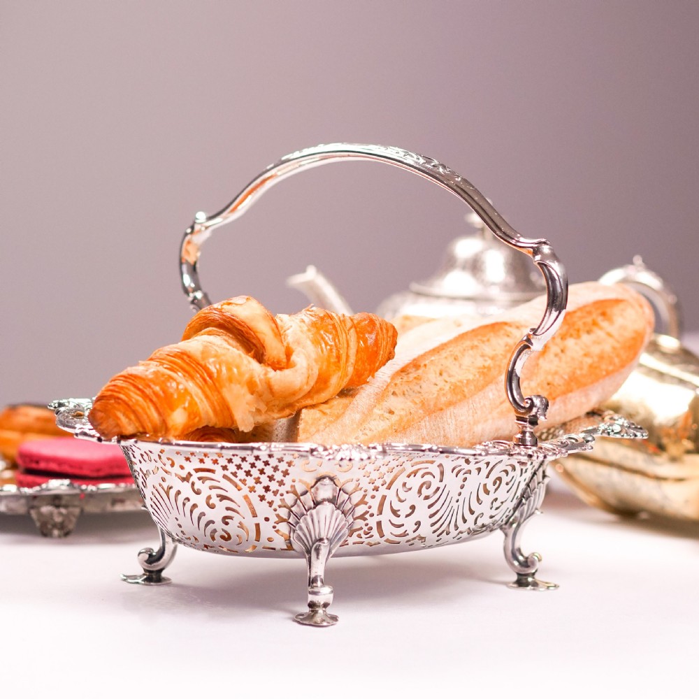 Antique Georgian Sterling Silver Basket Rococo Revival Shell & Pierced Design - Robert Garrard 1804 View XV