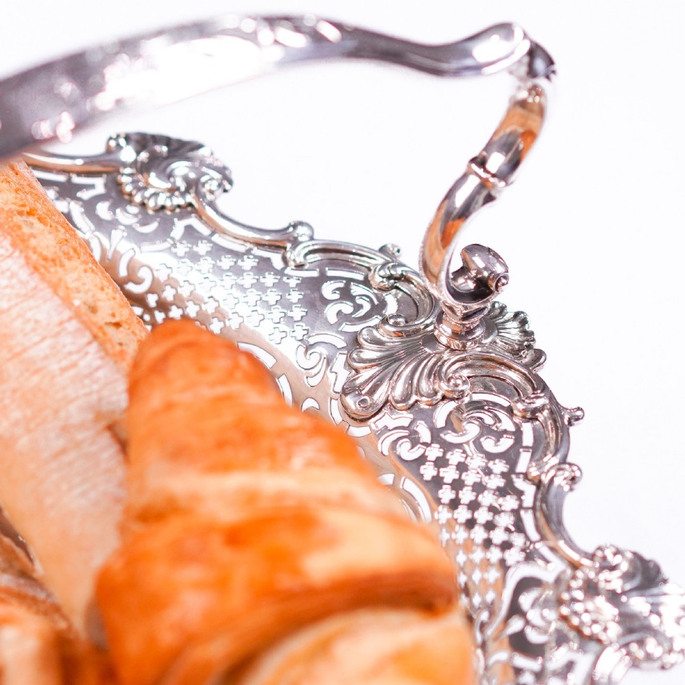 Antique Georgian Sterling Silver Basket Rococo Revival Shell & Pierced Design - Robert Garrard 1804 View XVII