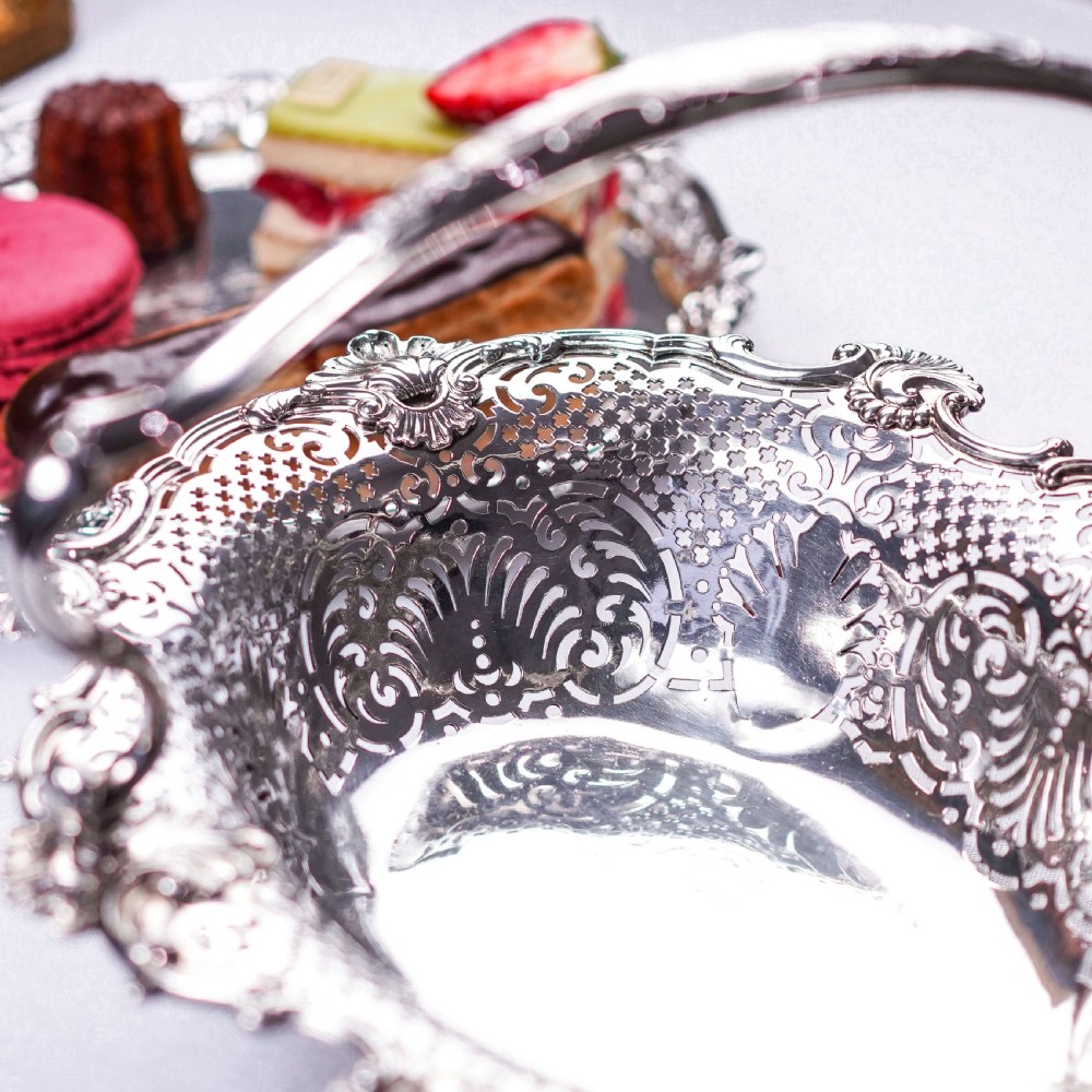 Antique Georgian Sterling Silver Basket Rococo Revival Shell & Pierced Design - Robert Garrard 1804 View XXI
