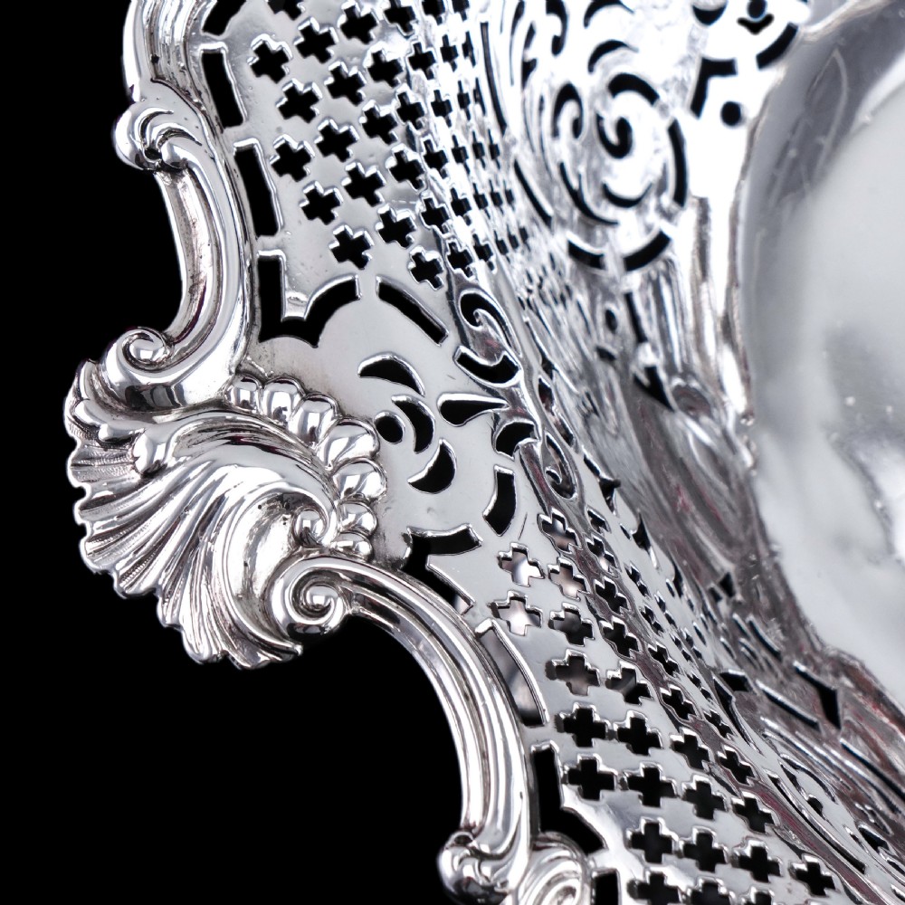 Antique Georgian Sterling Silver Basket Rococo Revival Shell & Pierced Design - Robert Garrard 1804 View XXIX