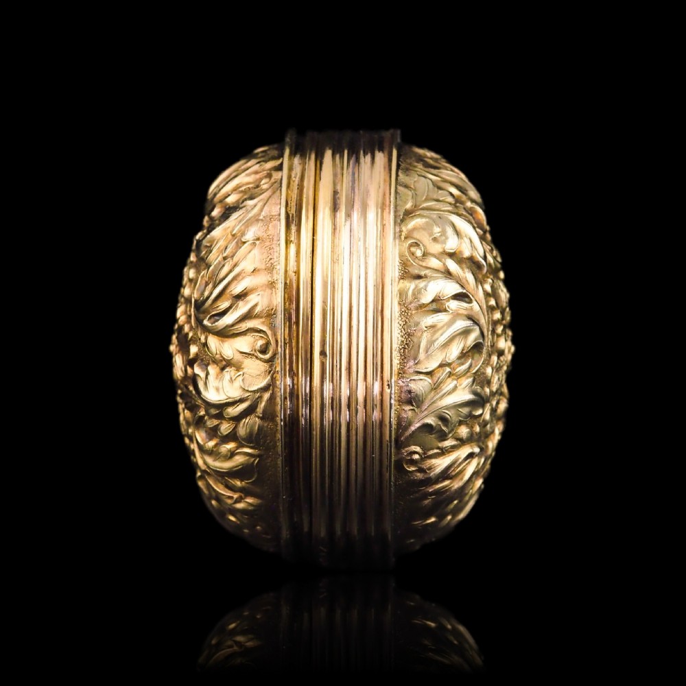 Antique Georgian Silver Gilt Snuff Box Spherical/Circular with Acanthus & Vine Decorations - John Bettridge 1823 View XXIX