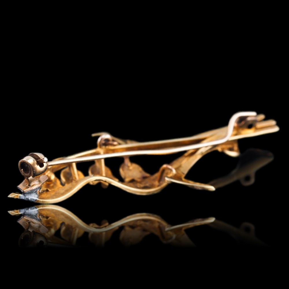 Antique Edwardian Floral Brooch 15ct Gold Seed Pearl Lily of the Valley Design - c.1910 View XIX