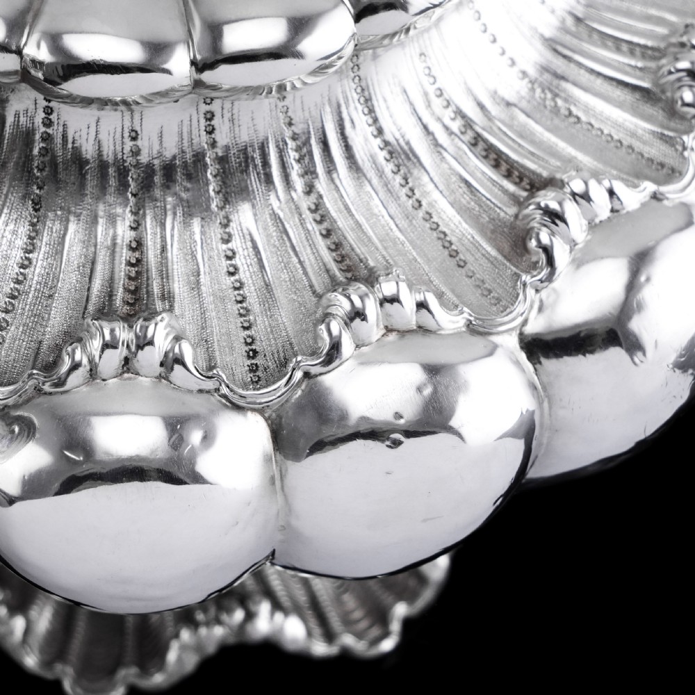 Antique Georgian Solid Silver Teapot 'Melon Shape' Sea Spume and Acanthus - Barnards 1830 View XIX