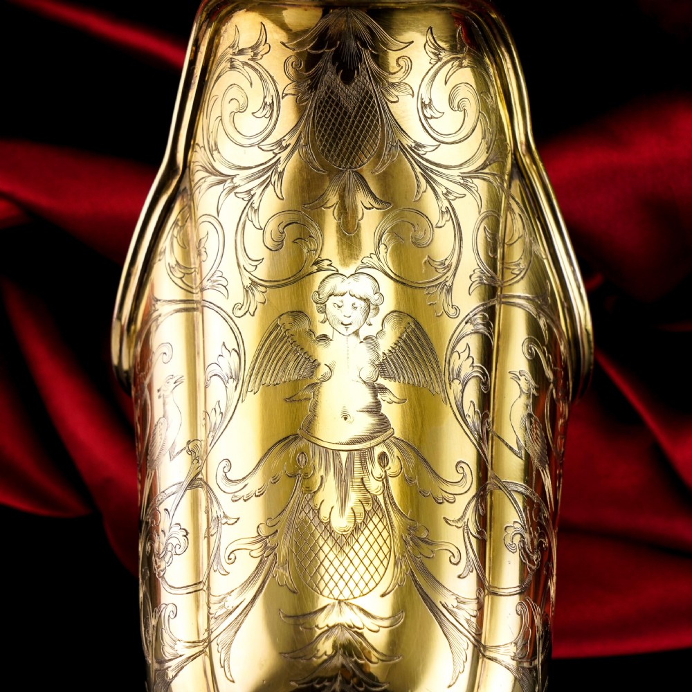 Magnificent Antique Victorian Solid Silver Gilt Ewer/Pitcher with Figural Engravings - Robert Garrard 1841 View II