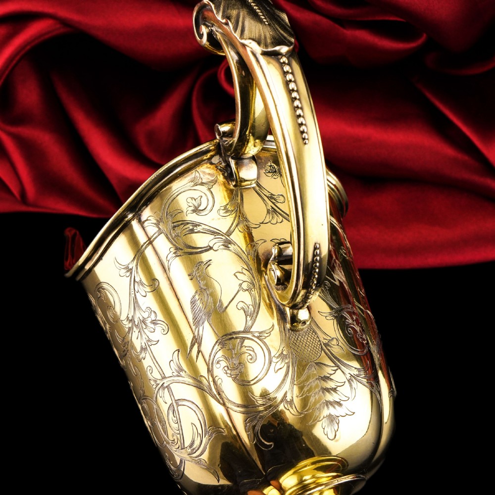 Magnificent Antique Victorian Solid Silver Gilt Ewer/Pitcher with Figural Engravings - Robert Garrard 1841 View VI