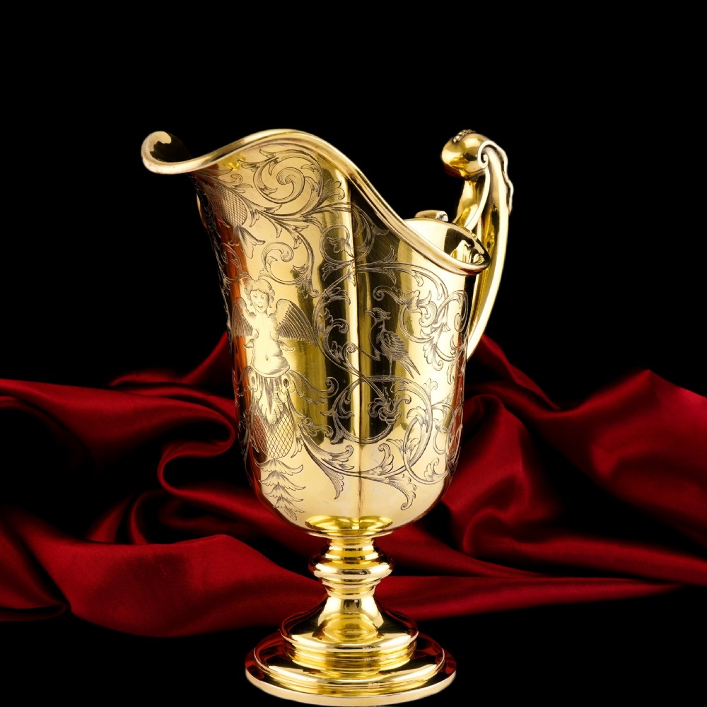 Magnificent Antique Victorian Solid Silver Gilt Ewer/Pitcher with Figural Engravings - Robert Garrard 1841 View XII