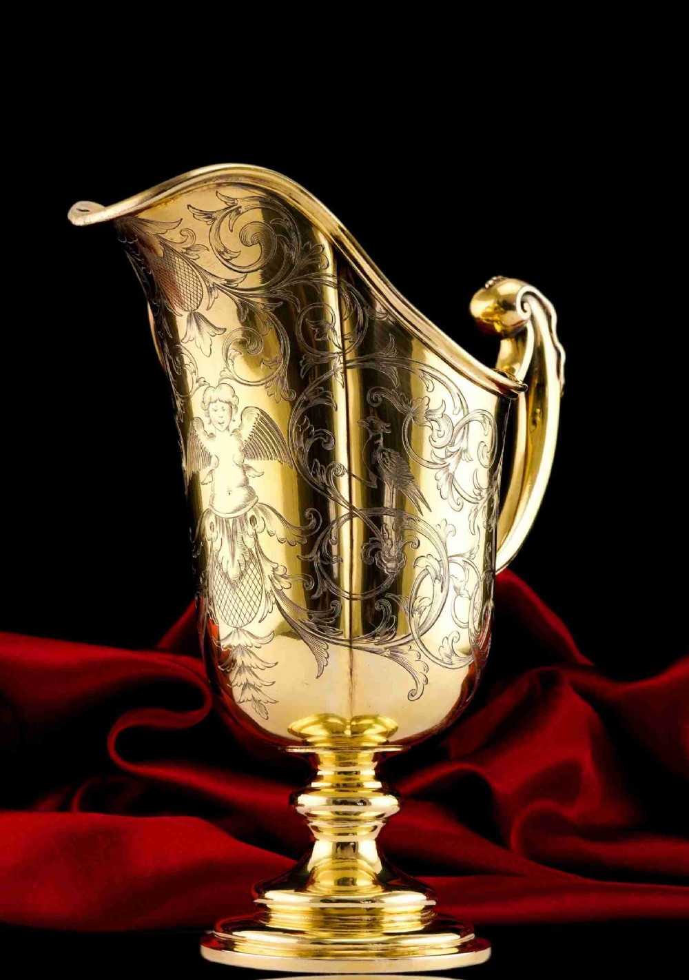 Magnificent Antique Victorian Solid Silver Gilt Ewer/Pitcher with Figural Engravings - Robert Garrard 1841